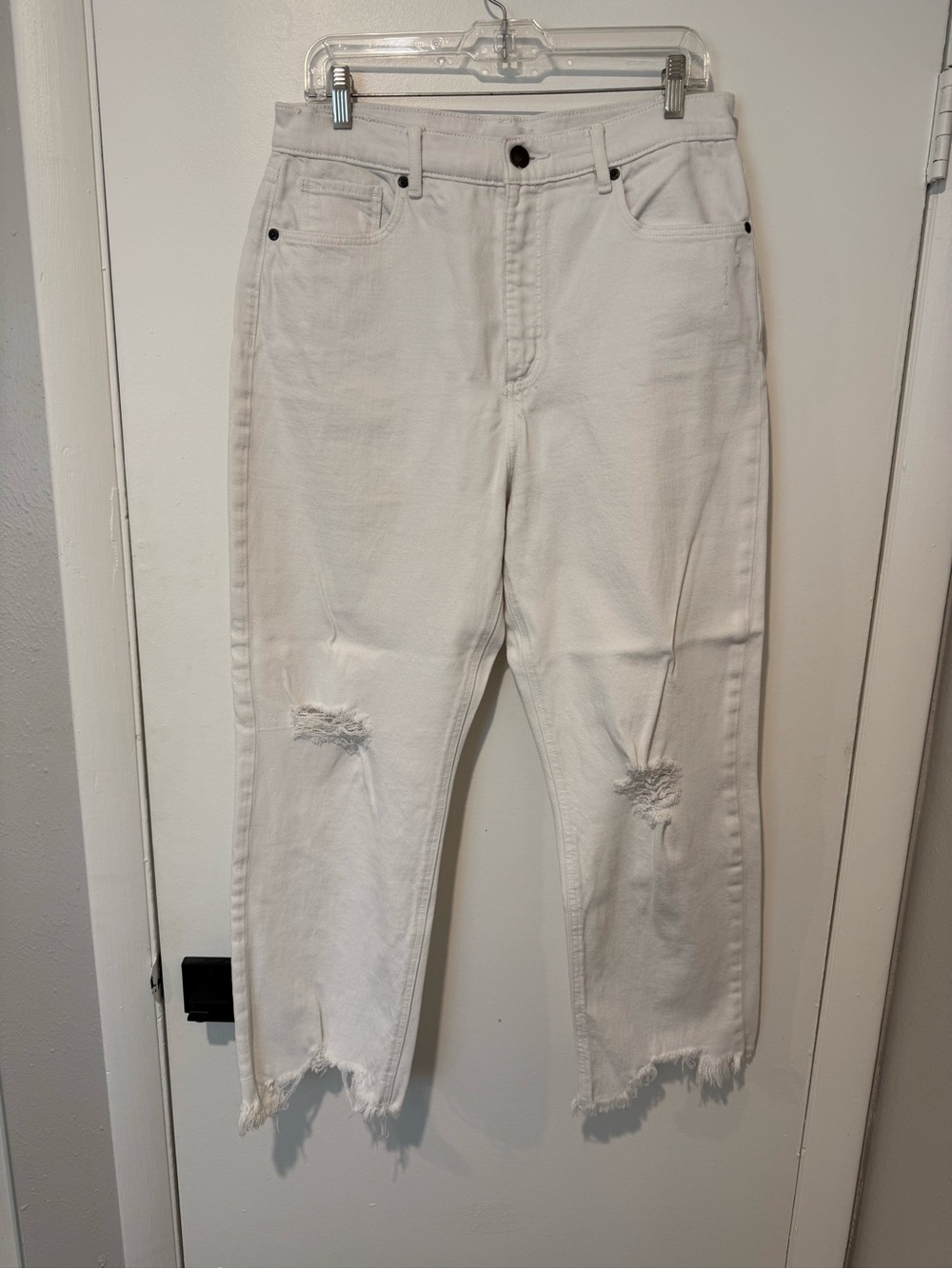 LOFT White Distressed Flare Jeans